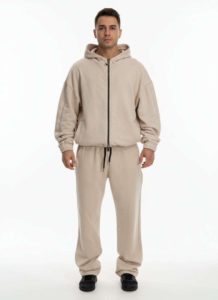 Coordinato Felpa e Pantaloni in Cotone Beige Unisex Hydo