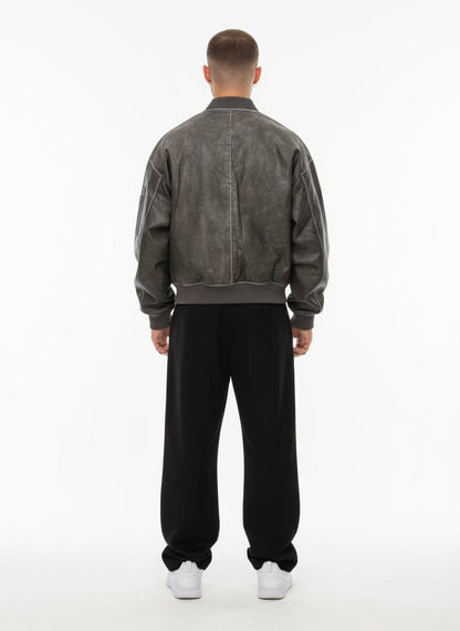 Giubbotto Bomber Uomo in Ecopelle Effetto Vintage