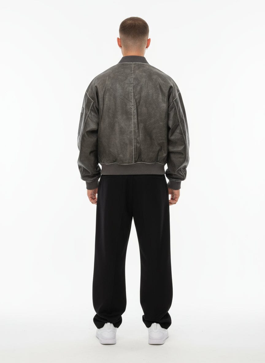 Giubbotto Bomber Uomo in Ecopelle Effetto Vintage