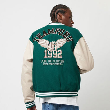 Giubotto Fubu College Varsity Jacket green/creme/brown