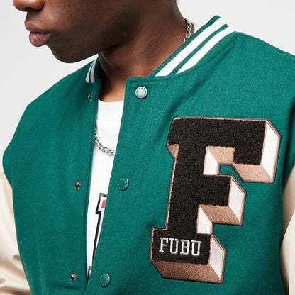 Giubotto Fubu College Varsity Jacket green/creme/brown