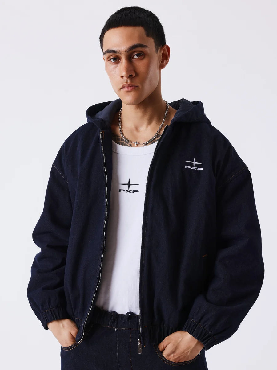 Giacca con cappuccio PXP in denim snow