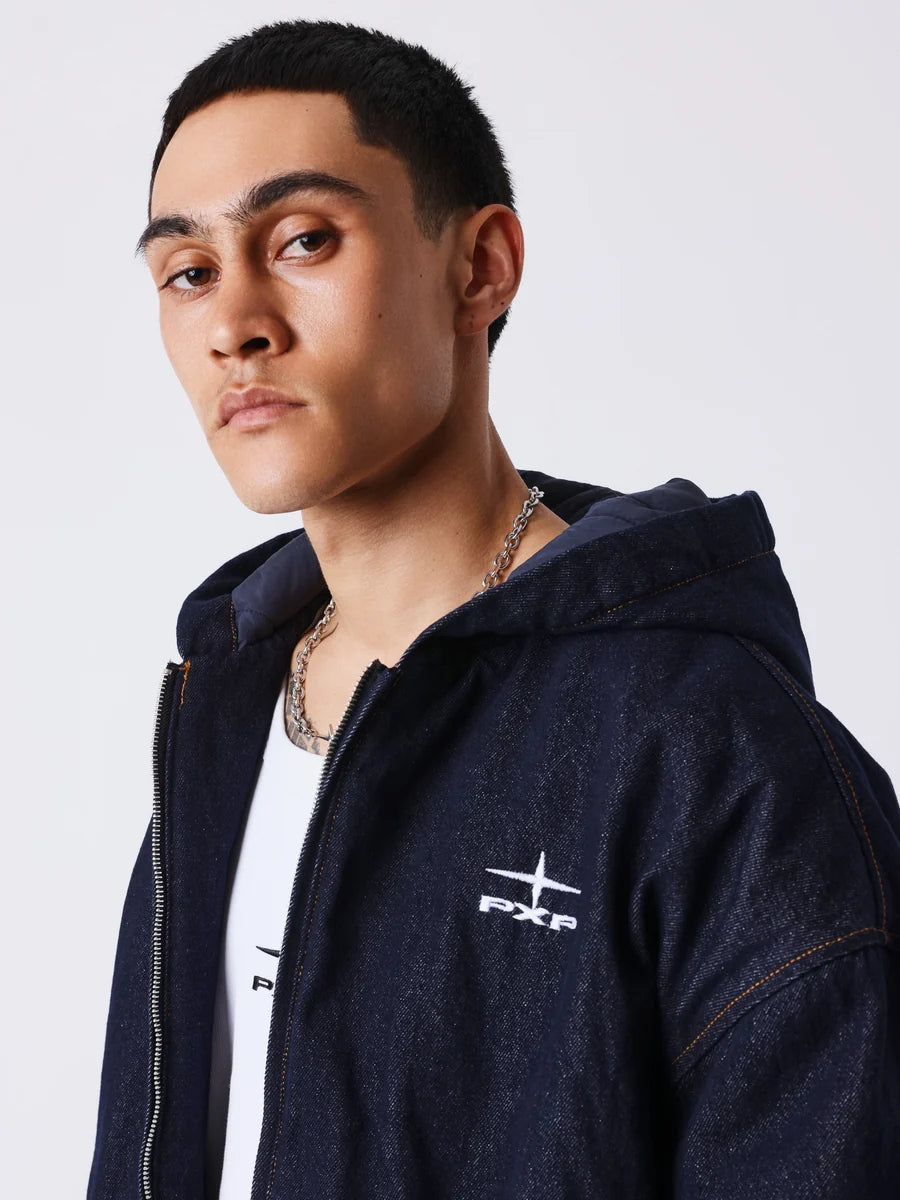 Giacca con cappuccio PXP in denim snow
