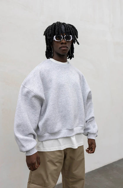 Felpa Basic Over Girocollo Grigia