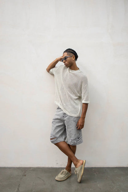 T-shirt in filo Retinata Sabbia