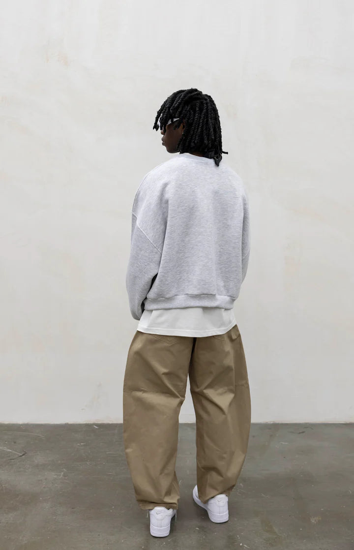 Felpa Basic Over Girocollo Grigia