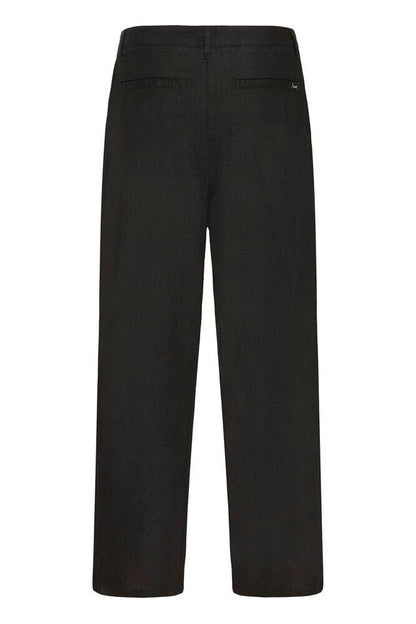 Pantalone in lino nero con pinces SOLID