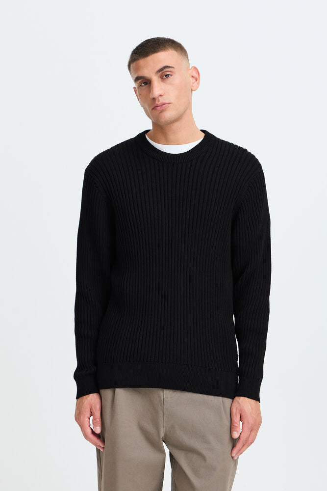 Maglione basico costine nero Solid