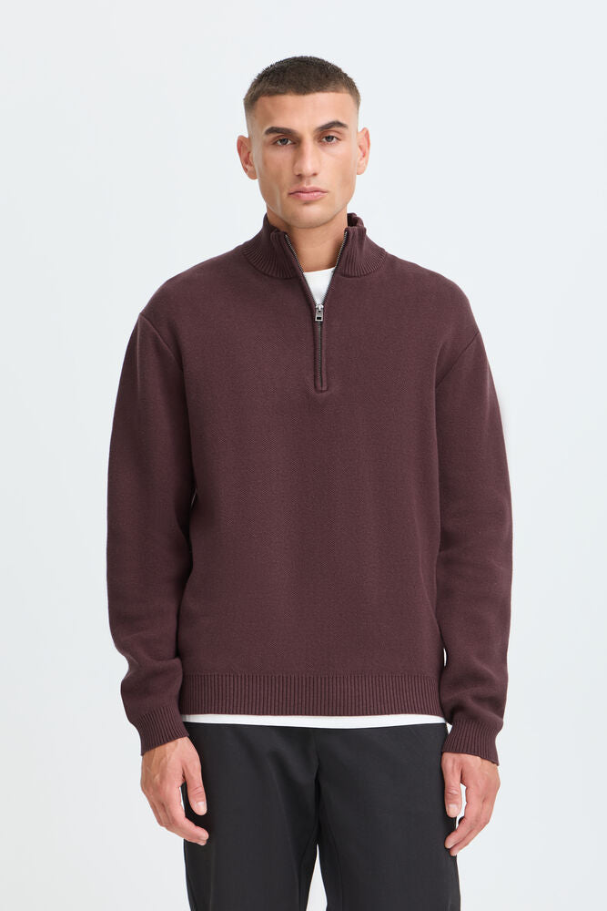 Maglione mezza zip Borgogna Solid
