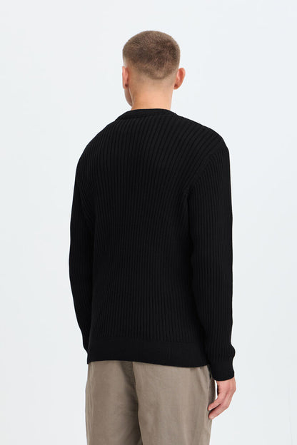 Maglione basico costine nero Solid