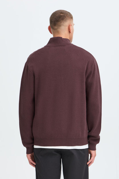 Maglione mezza zip Borgogna Solid