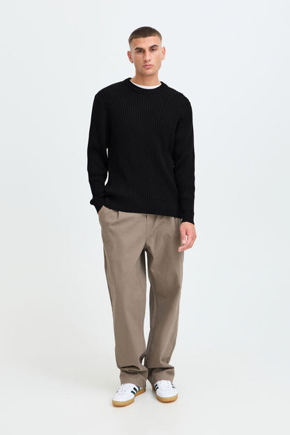 Maglione basico costine nero Solid