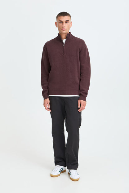 Maglione mezza zip Borgogna Solid