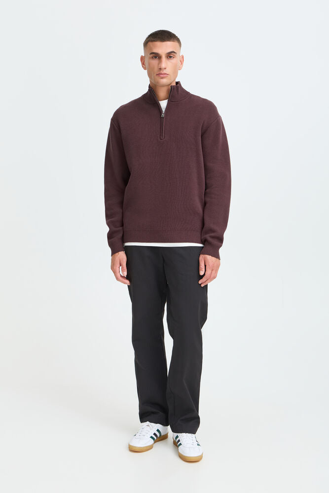 Maglione mezza zip Borgogna Solid