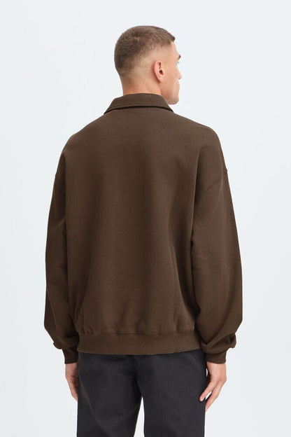 Felpa colletto polo marrone Solid