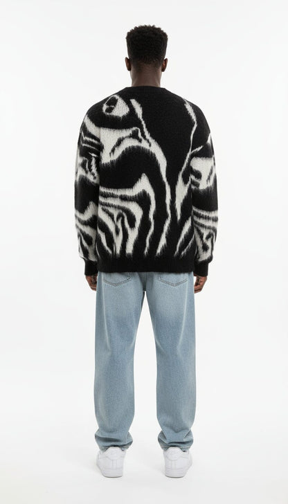 Maglione Nero con sfumature bianche in lana