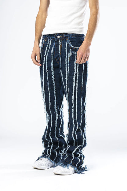 Pantalone di Jeans drip blu medio con cuciture a contrasto Effemme