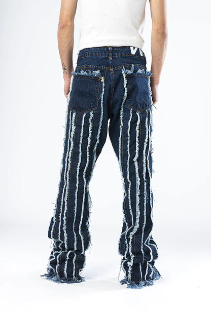 Pantalone di Jeans drip blu medio con cuciture a contrasto Effemme