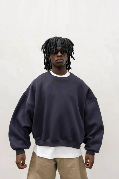 Felpa Basic Over Girocollo Piombo