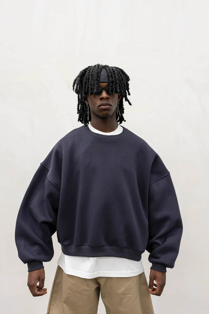 Felpa Basic Over Girocollo Piombo