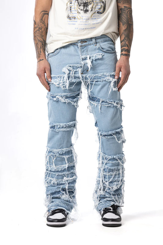 Jeans lavaggio chiaro con applicazioni toppe - EFFEMME EXCLUSIVE LAB