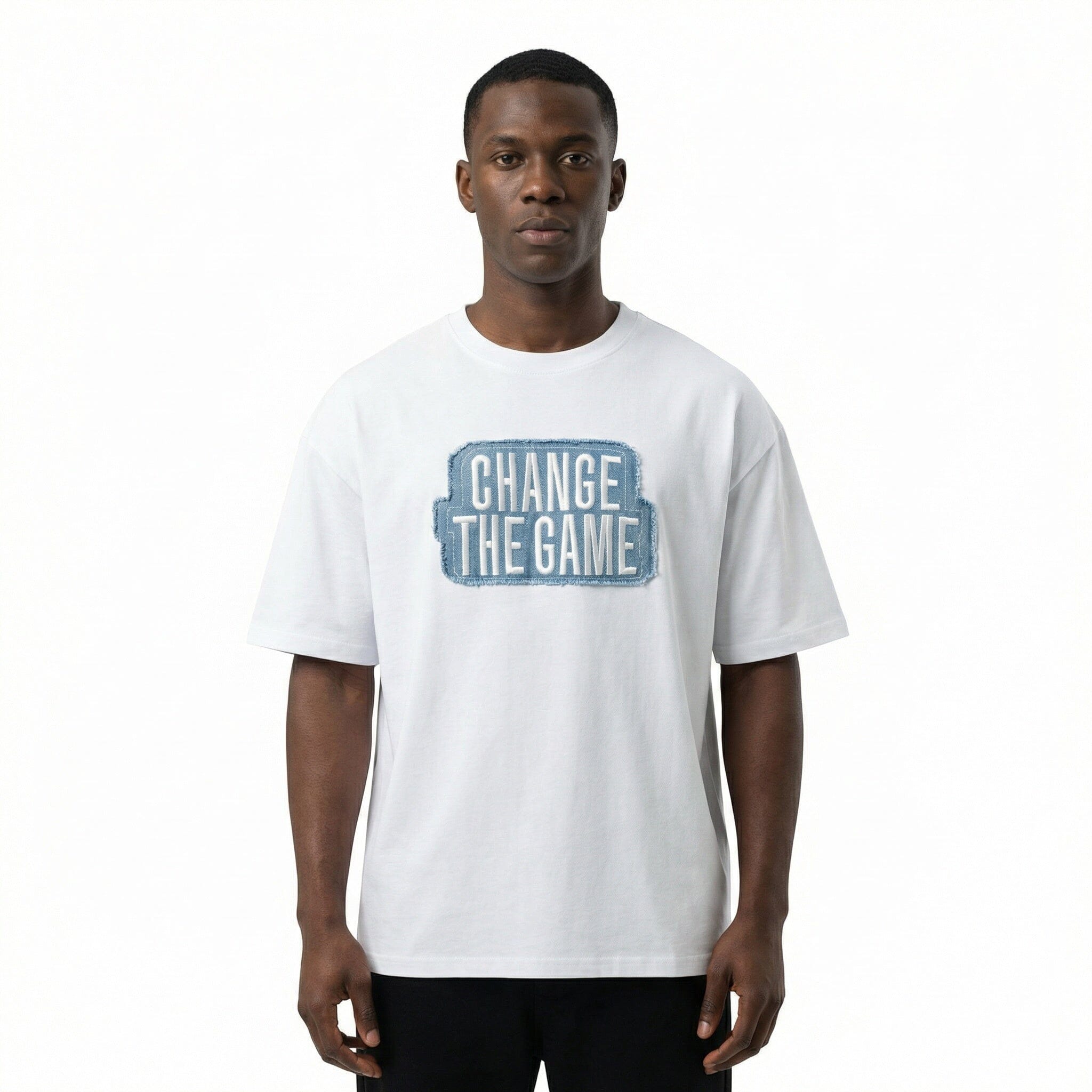 T-Shirt PXP "Change The Game" Patch Denim bianca