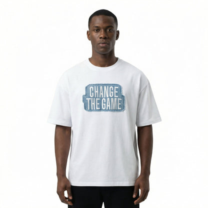 T-Shirt PXP "Change The Game" Patch Denim bianca