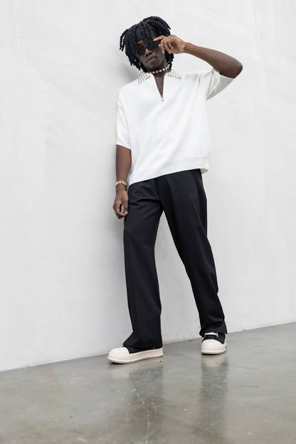 Pantalone sartoriale spacchetti nero