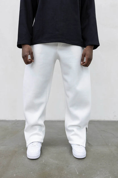 Pantalone Tuta Balloon con Zip Regolabile Bianco
