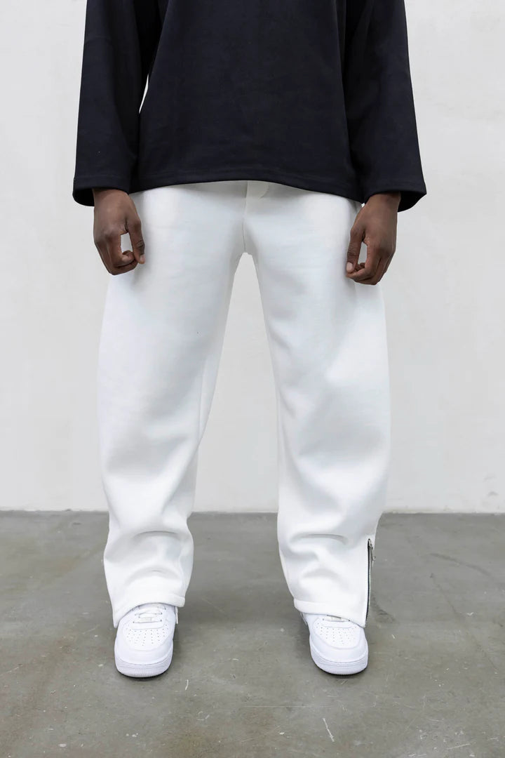 Pantalone Tuta Balloon con Zip Regolabile Bianco