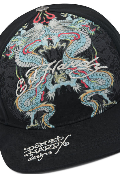 Cappello Ed Hardy Battle Dragon 5 Panel Flat Peak Cap - Black