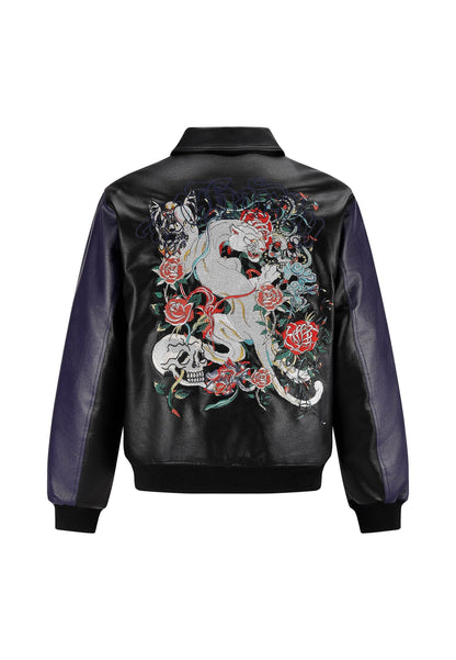 Jacket Ed Hardy in pelle Tiger Embroidery