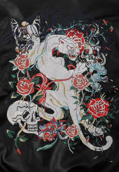 Jacket Ed Hardy in pelle Tiger Embroidery