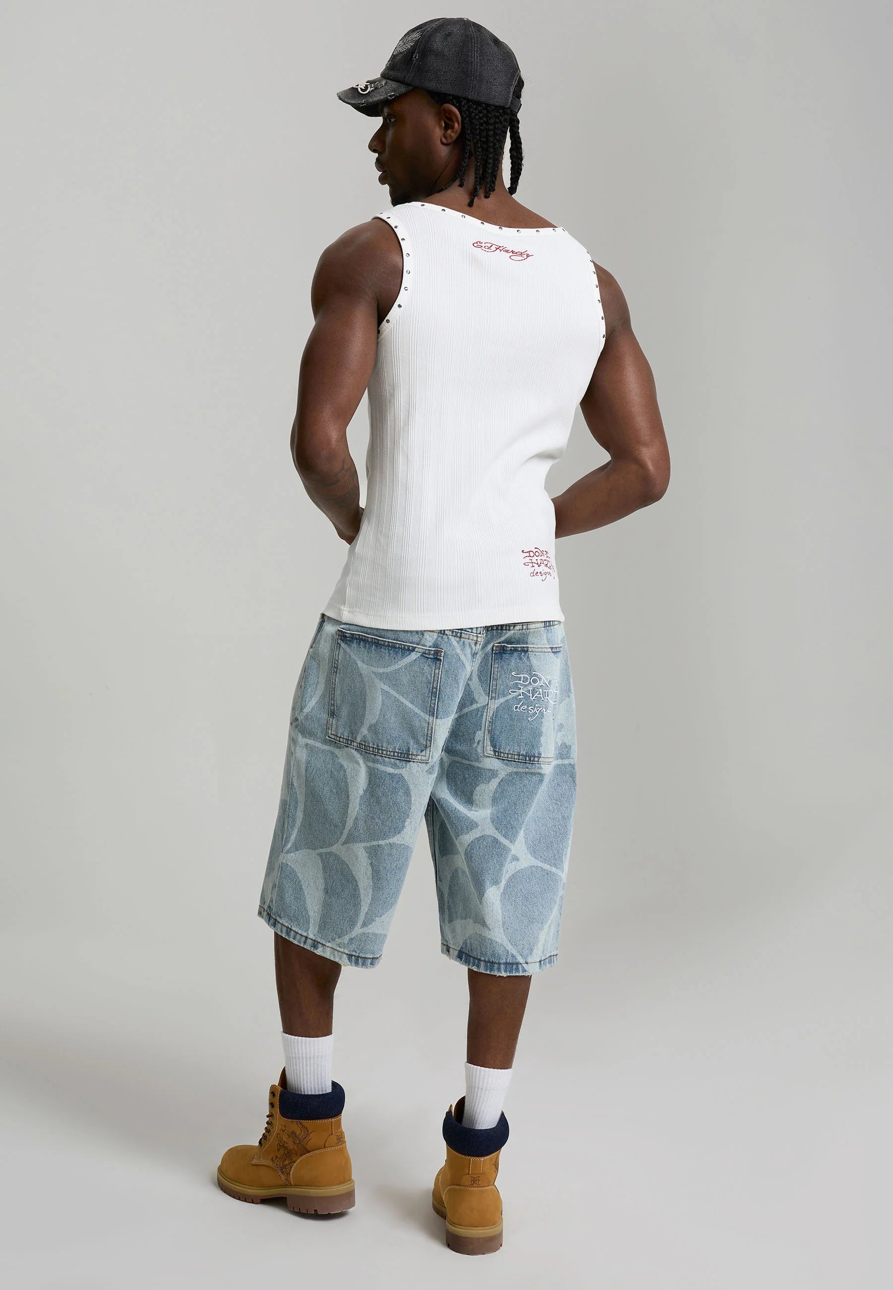 Short Ed Hardy Gothic Cobweb