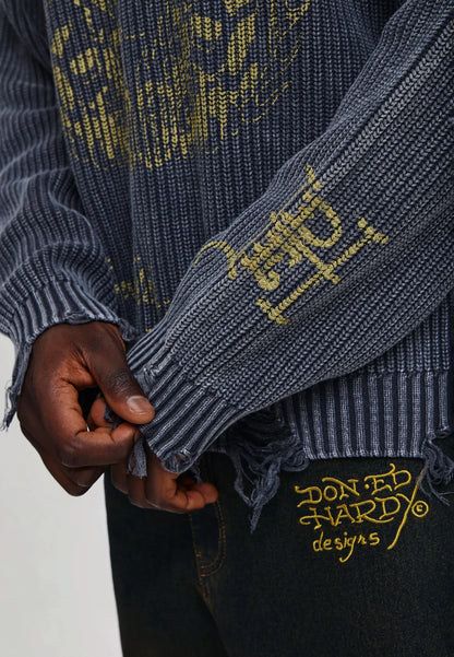 Maglione Distressed Los Angeles Ed Hardy