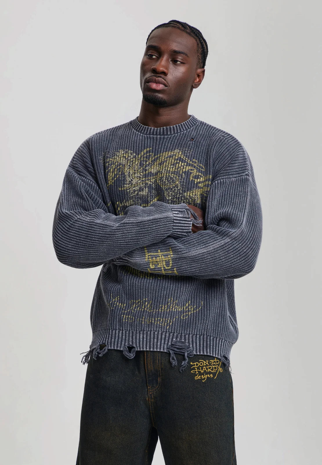 Maglione Distressed Los Angeles Ed Hardy