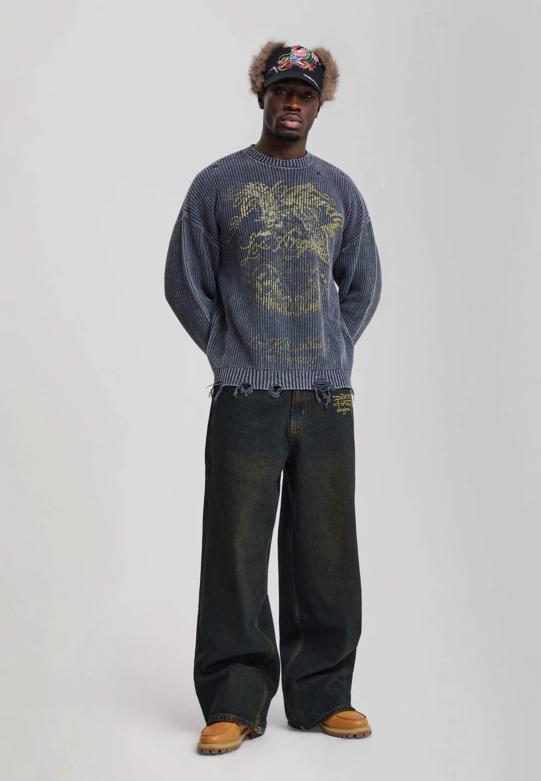 Maglione Distressed Los Angeles Ed Hardy