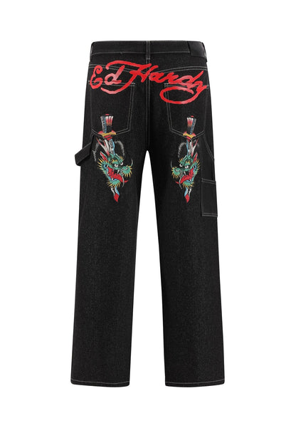 Ed Hardy Double Knee Drag Dagger Jeans Baggy