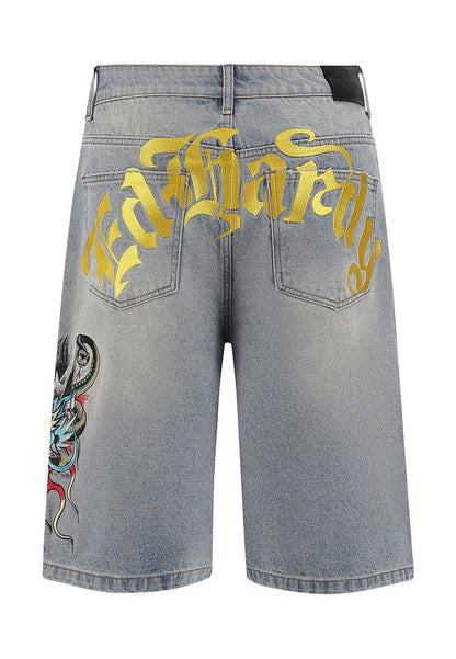 Ed Hardy Medusa Drag Denim Shorts