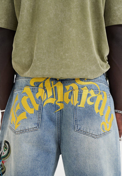 Ed Hardy Medusa Drag Denim Shorts