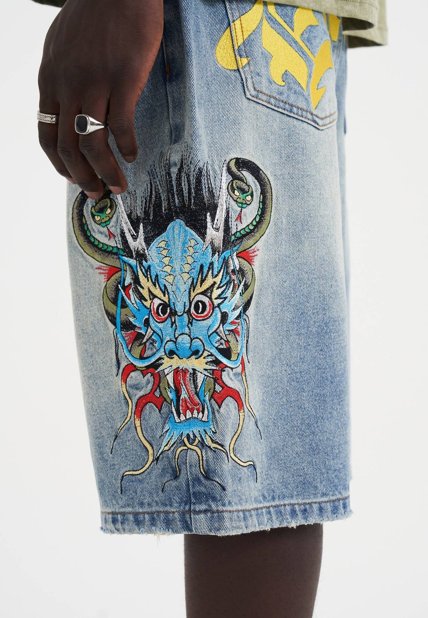 Ed Hardy Medusa Drag Denim Shorts