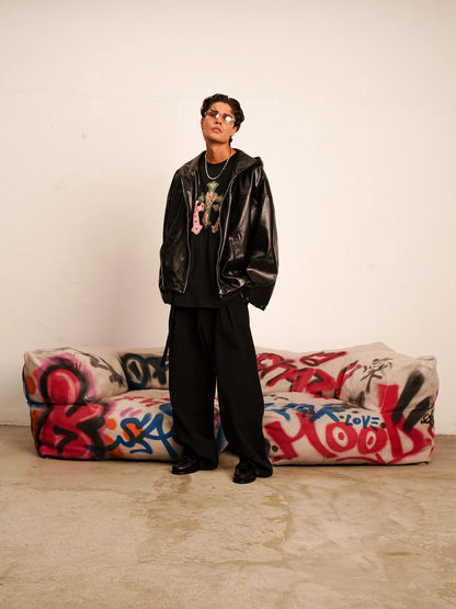 Pantaloni Univers Nero Minimal Couture