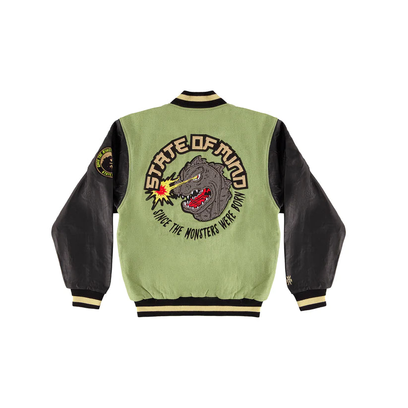 Giubotto state of mind " 5OMZILLA " Varsity Jacket Military Green