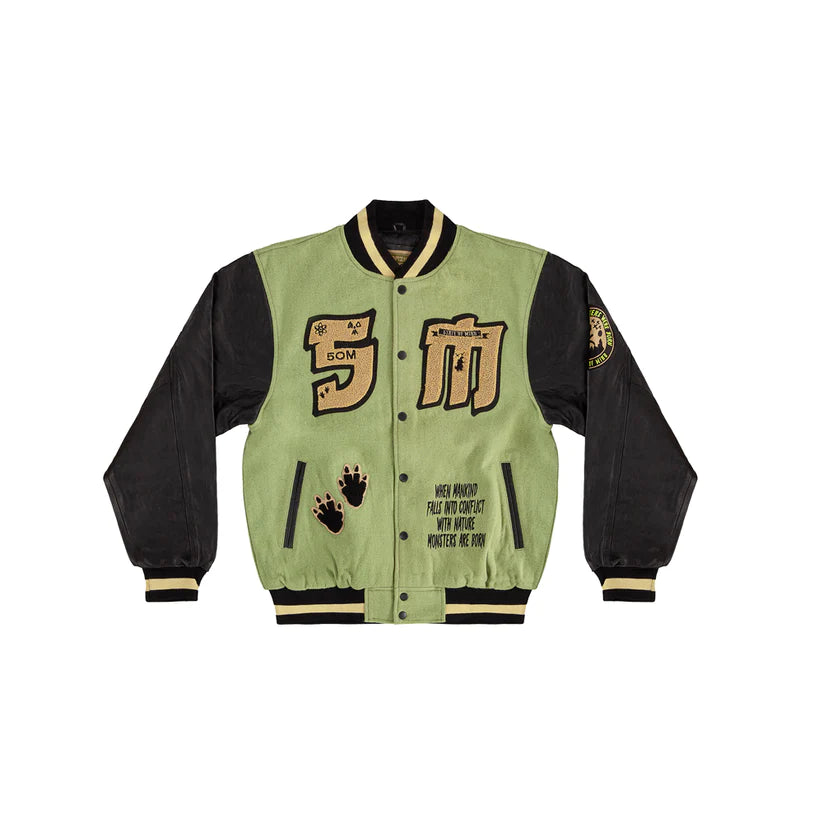 Giubotto state of mind " 5OMZILLA " Varsity Jacket Military Green