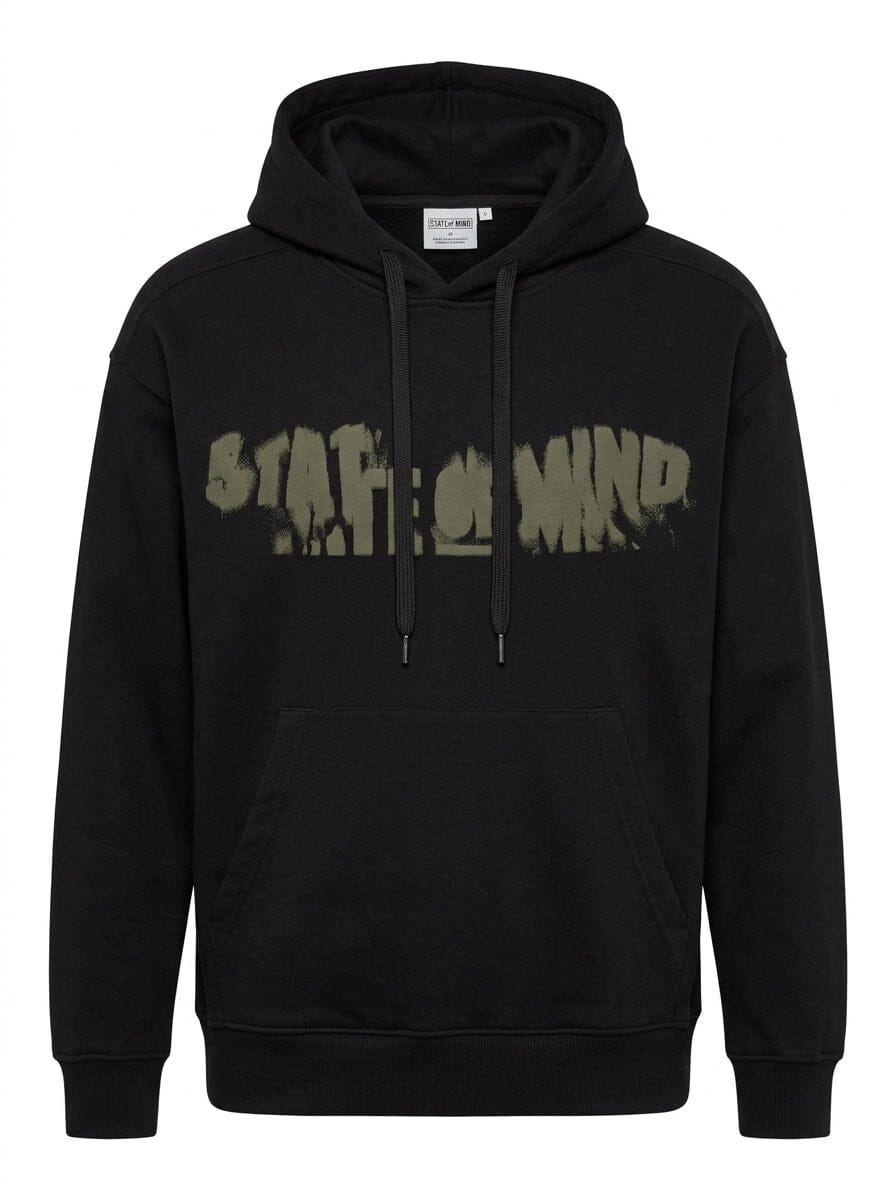 Felpa Cappuccio Mottos 5tate of Mind Total Black
