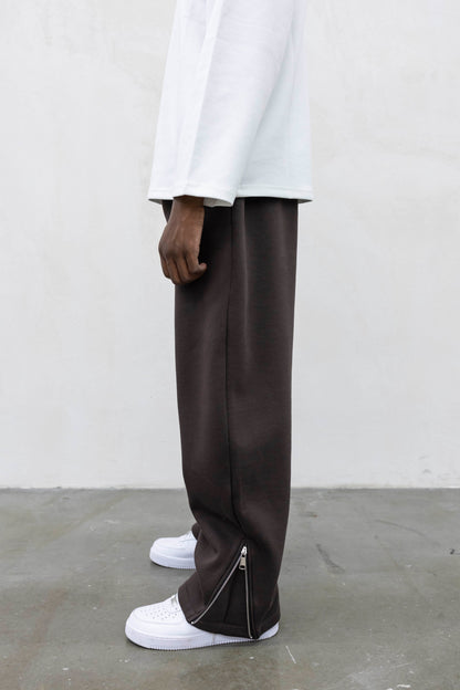 Pantalone Tuta Balloon con Zip Regolabile Marrone