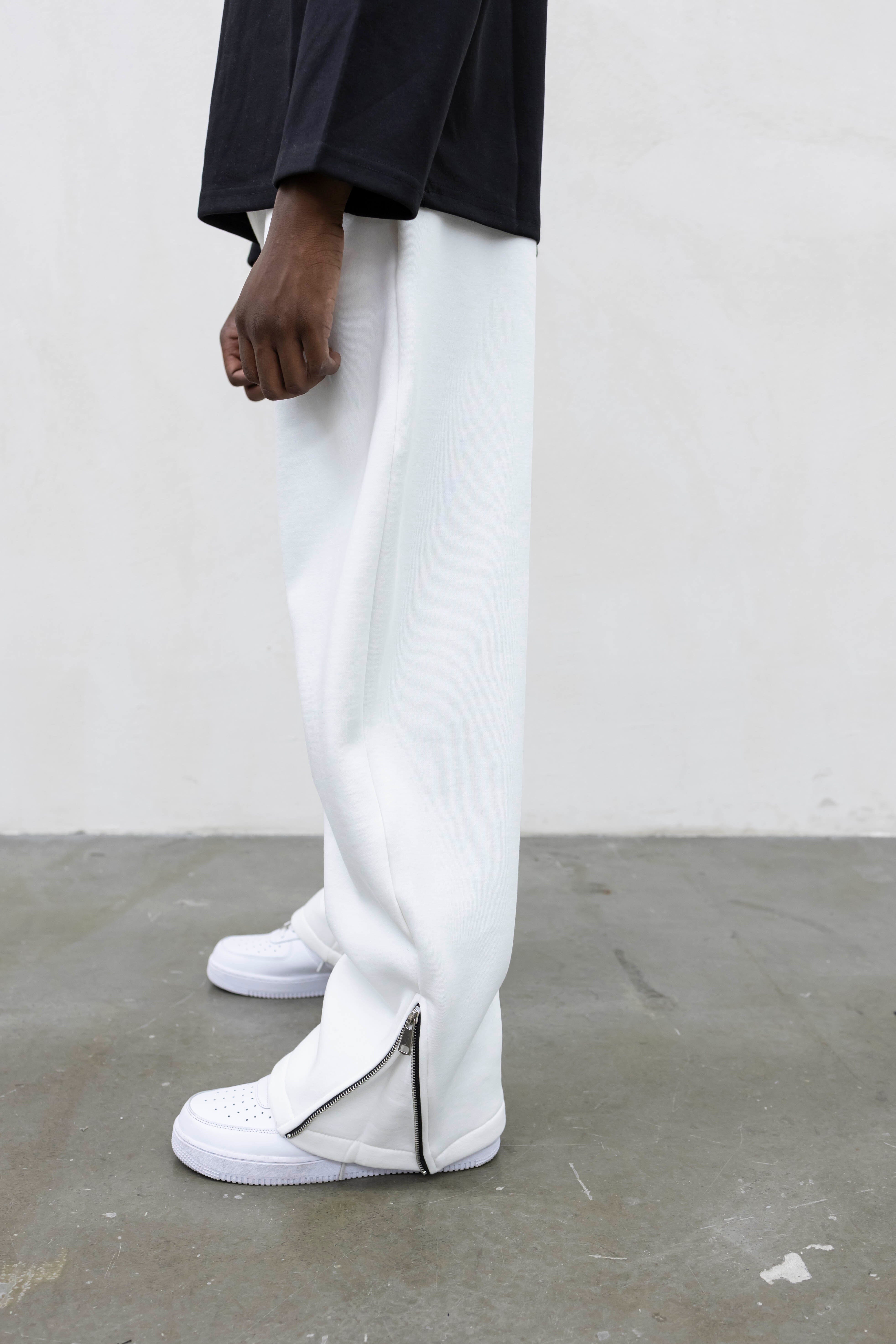 Pantalone Tuta Balloon con Zip Regolabile Bianco