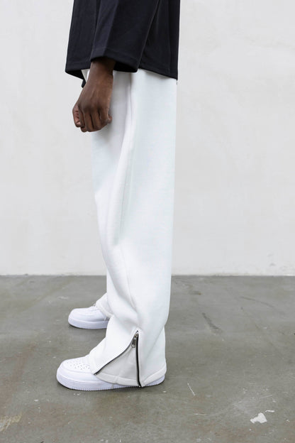 Pantalone Tuta Balloon con Zip Regolabile Bianco