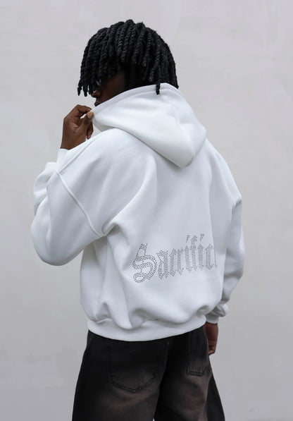 Felpa Bianca Sacrifice Strass