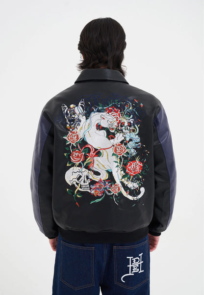 Jacket Ed Hardy in pelle Tiger Embroidery